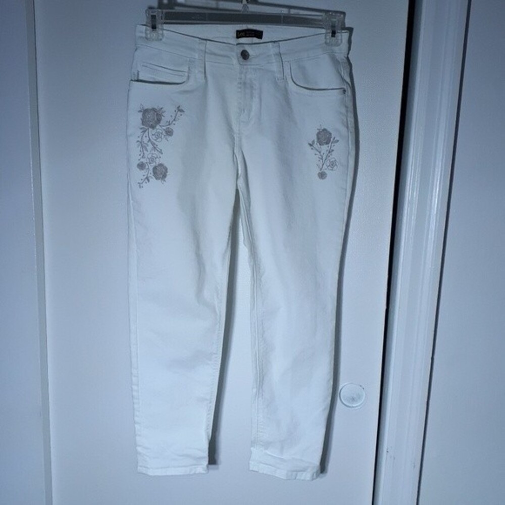 Lee modern series fit white jeans 6 m pants summer vintage embroidered y2k - Picture 2 of 10
